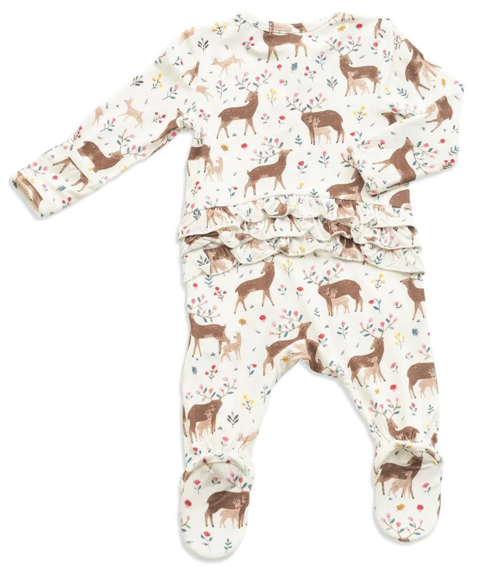 Angel Dear Little Deer Bamboo Ruffle Back Zipper Footie