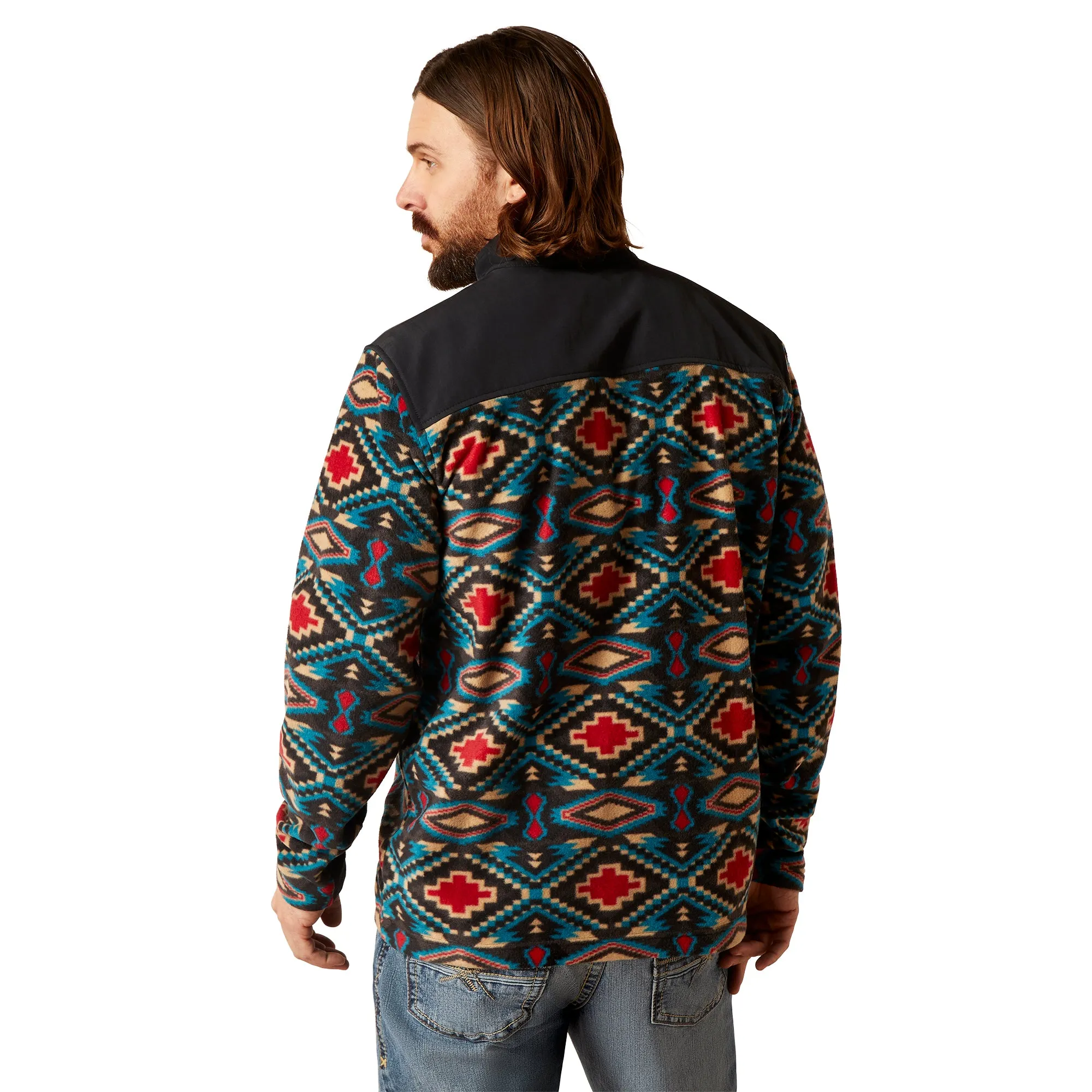 Ariat Men's Basis 2.0 1/4 Zip Biscay Bay Aztec Pattern Sweatshirt 10046141