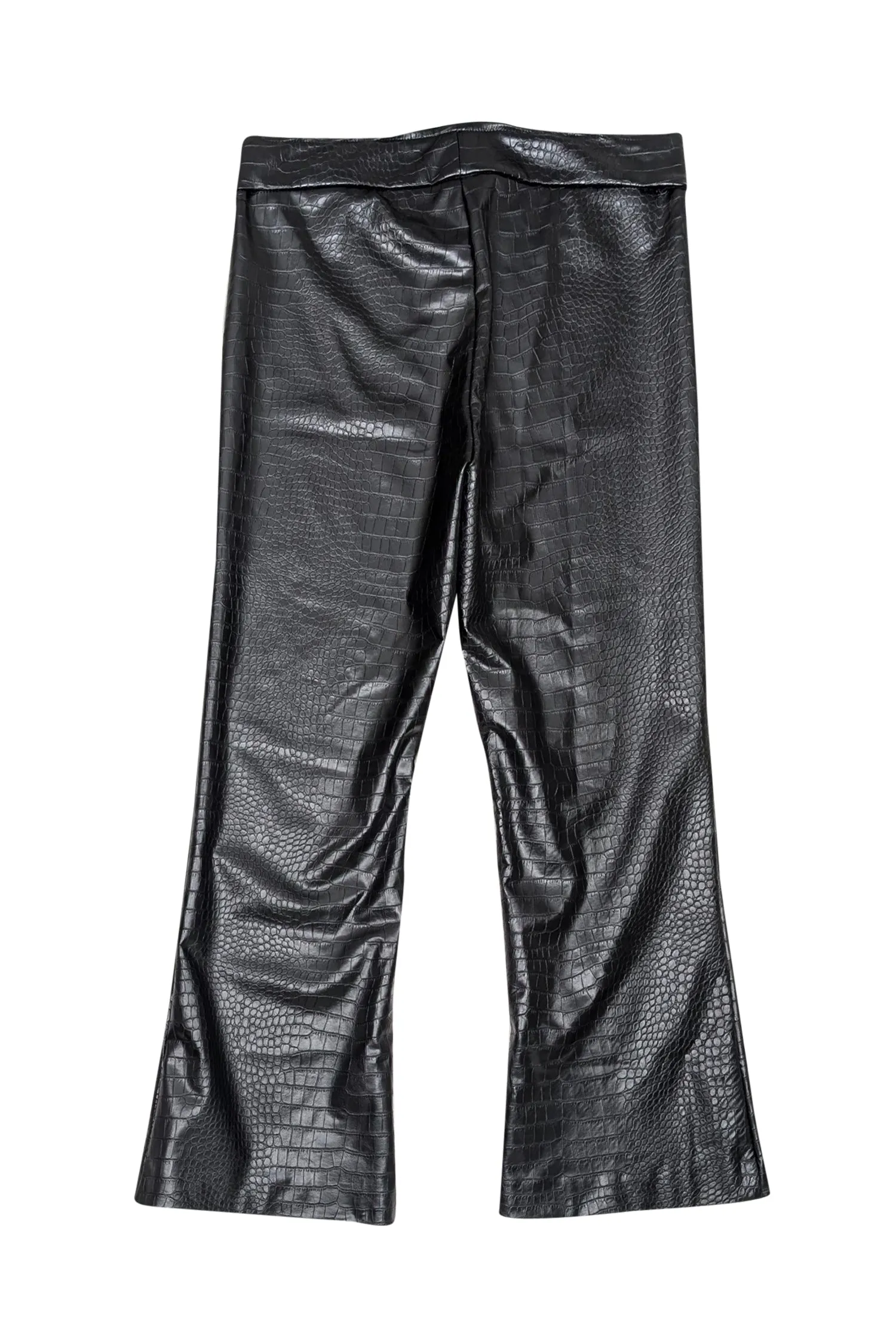 Avenue Montaigne - Black Croc Embossed Faux Leather Pants Sz 6
