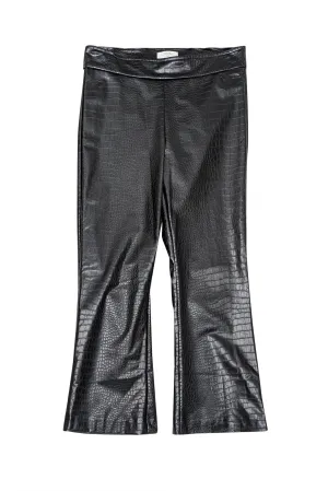 Avenue Montaigne - Black Croc Embossed Faux Leather Pants Sz 6
