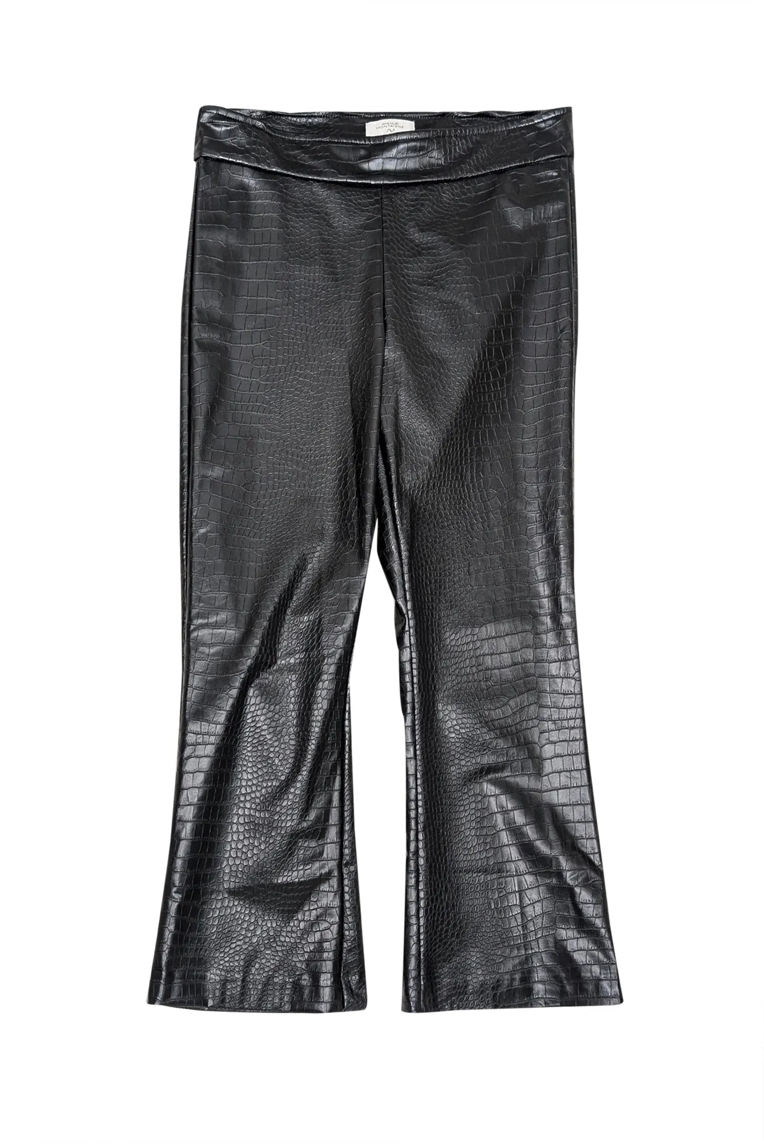 Avenue Montaigne - Black Croc Embossed Faux Leather Pants Sz 6