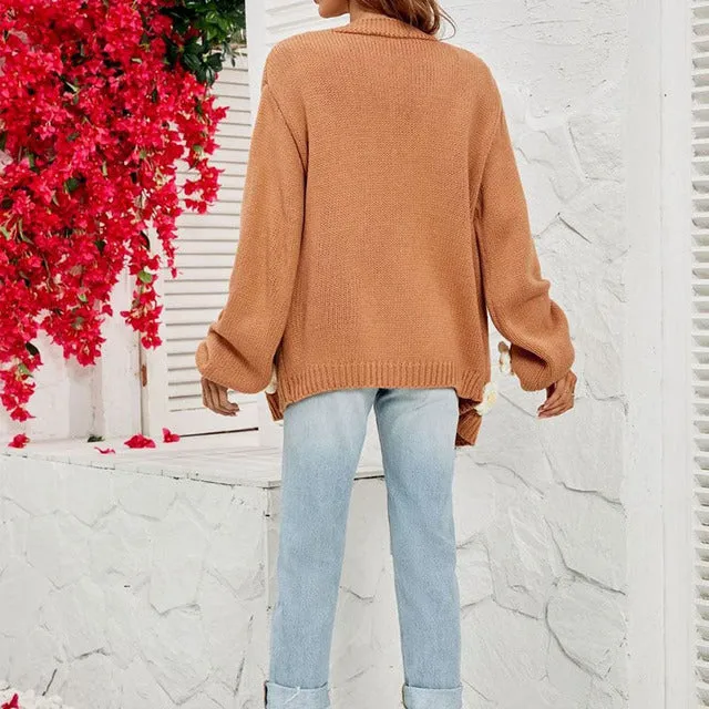 BerryBetty - 3D Flower Decorated Casual Cardigan