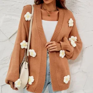 BerryBetty - 3D Flower Decorated Casual Cardigan