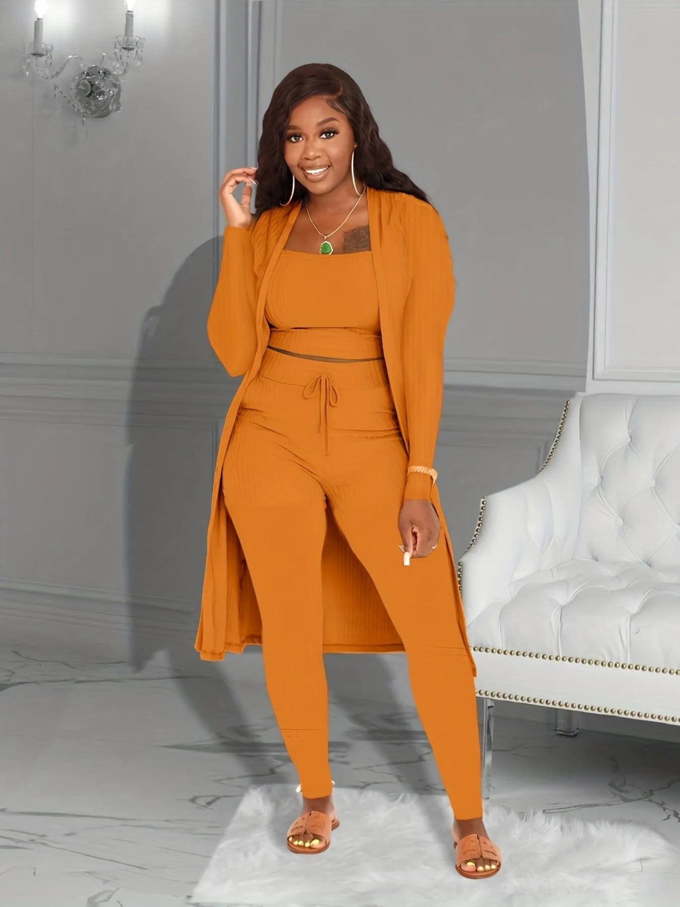 Black V-Neck Long Sleeve Jumpsuit
