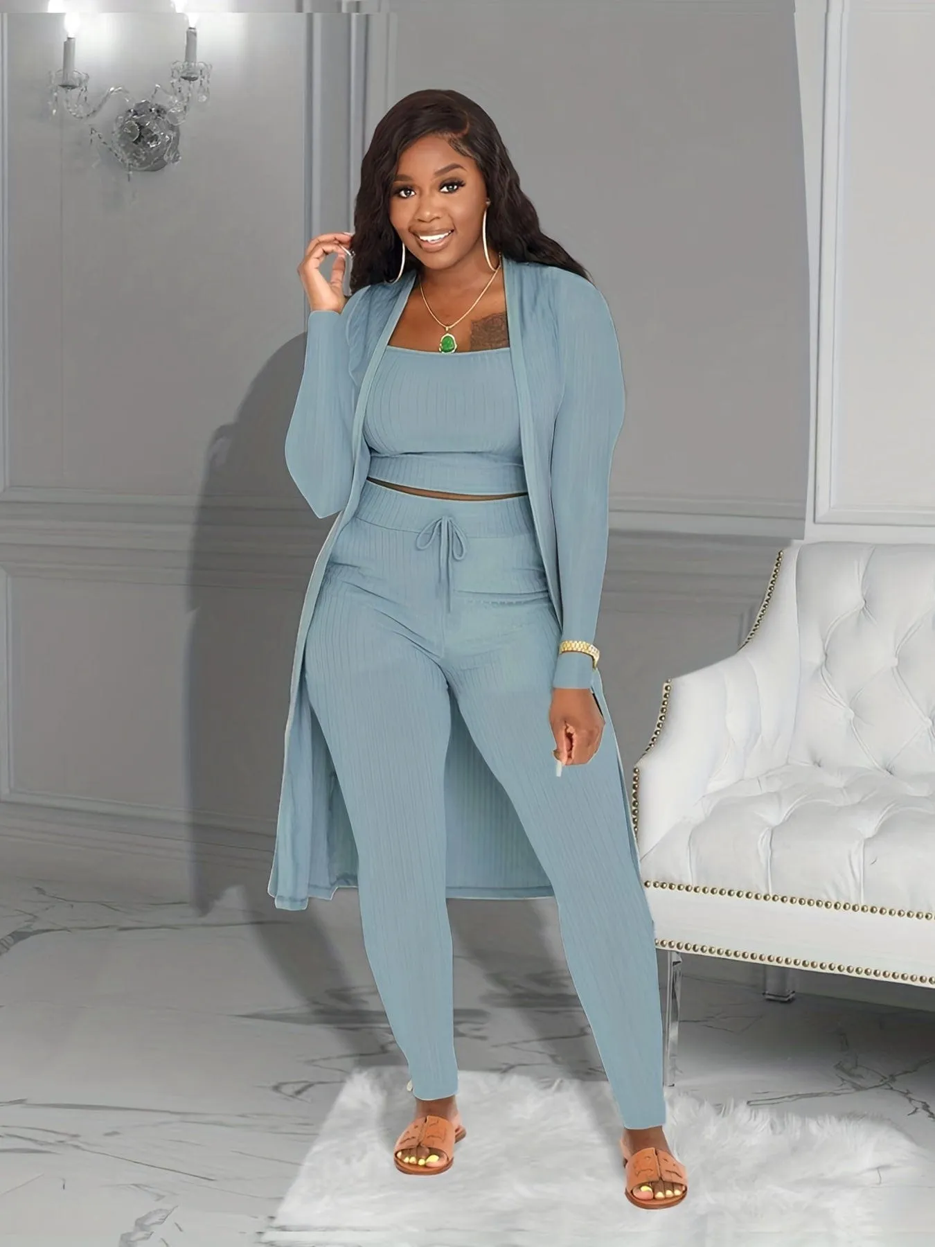 Black V-Neck Long Sleeve Jumpsuit