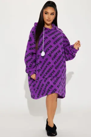 Blessed PJ Plush Big Cozy Hoodie - Purple/combo