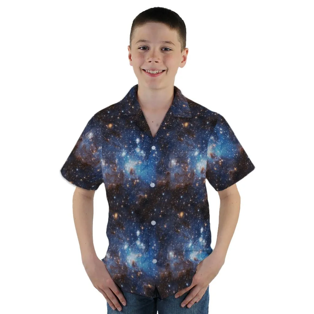 Blue Brown Galaxy Space Youth Hawaiian Shirt