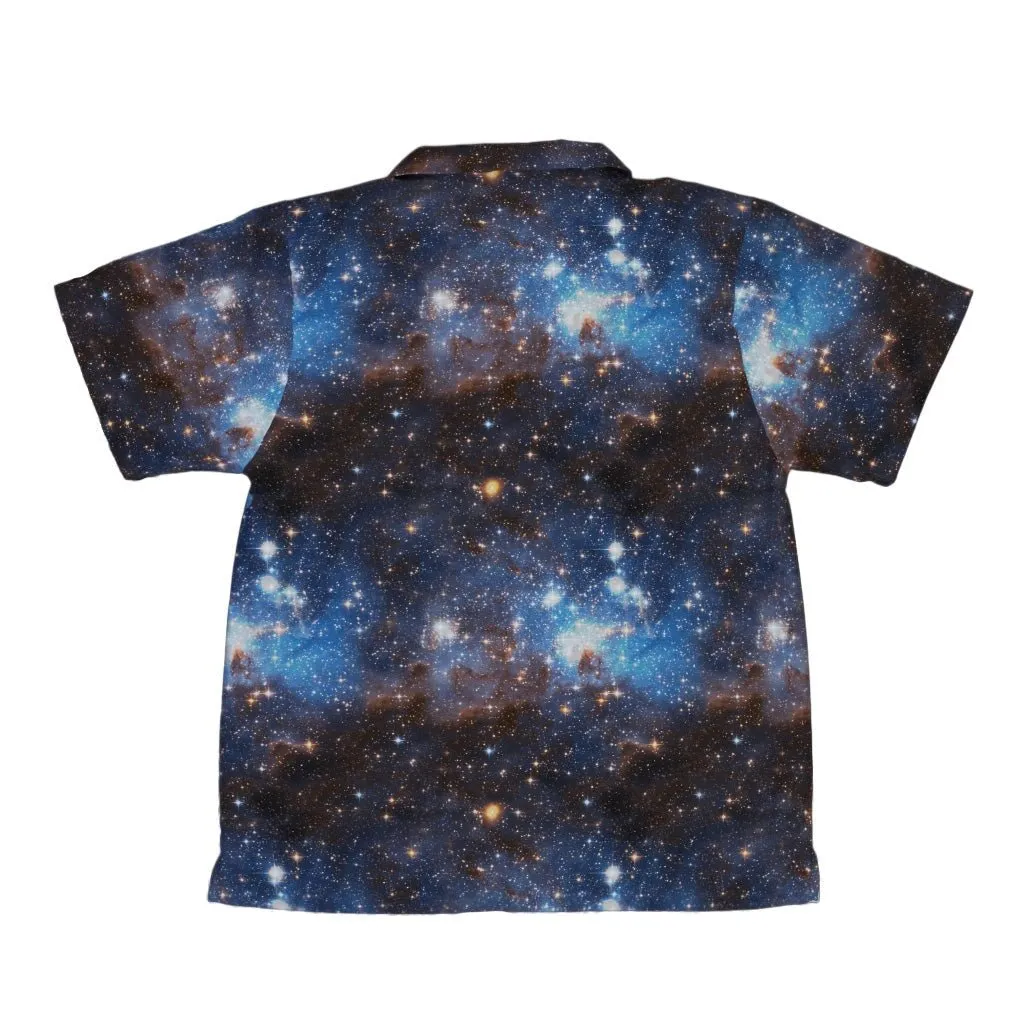 Blue Brown Galaxy Space Youth Hawaiian Shirt