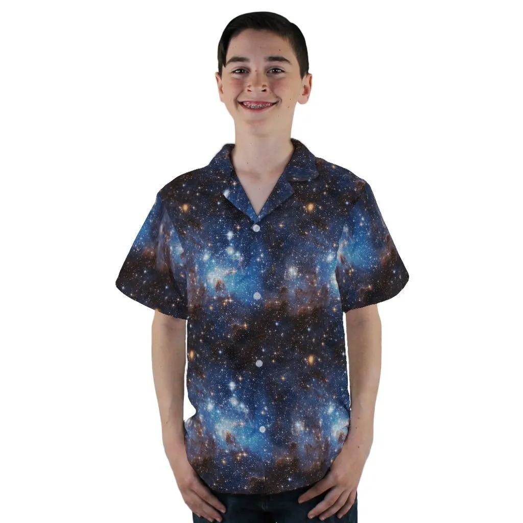 Blue Brown Galaxy Space Youth Hawaiian Shirt