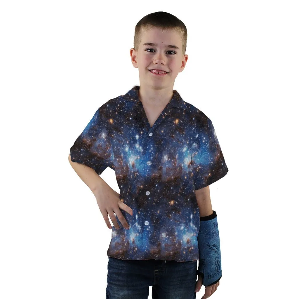 Blue Brown Galaxy Space Youth Hawaiian Shirt