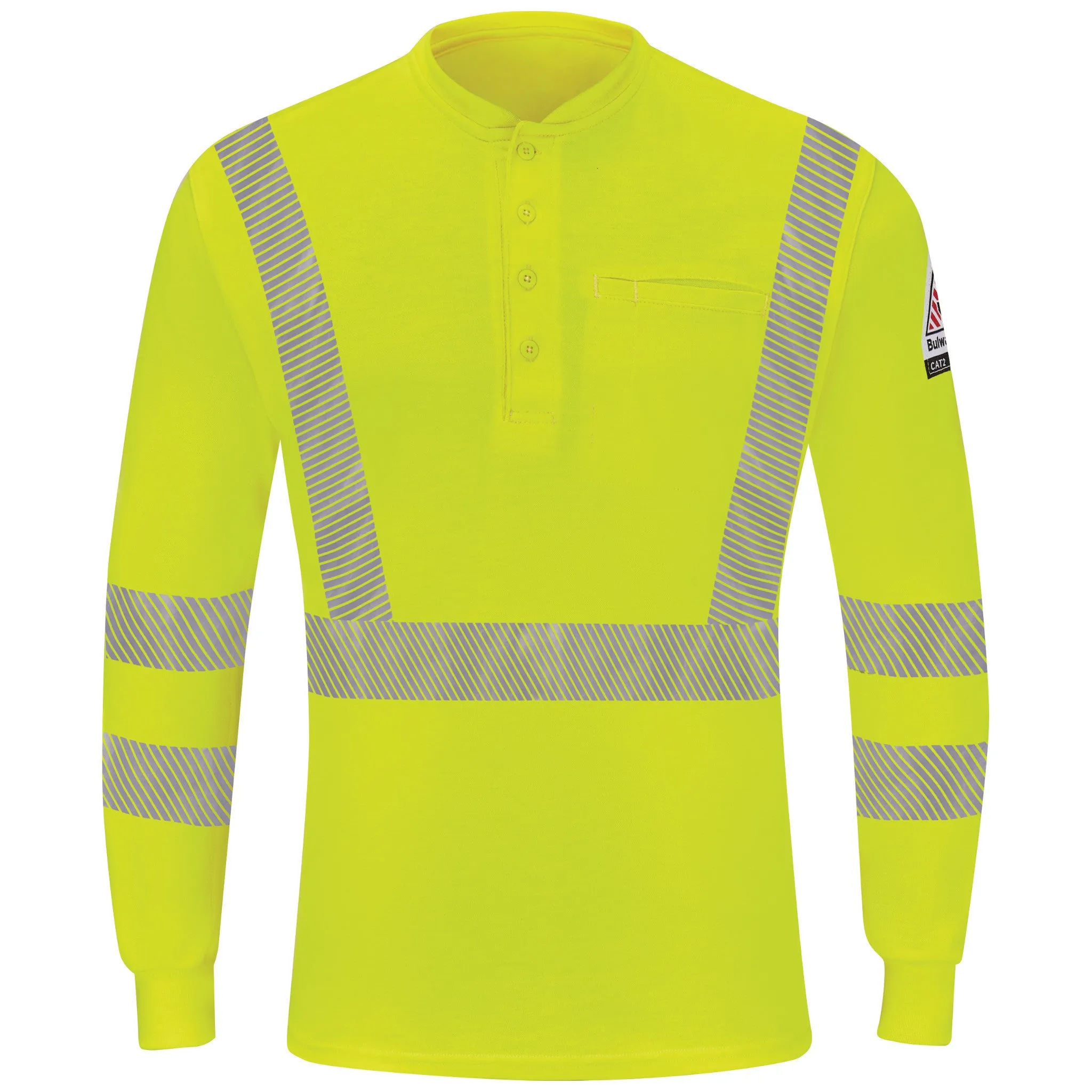 Bulwark Mens Long Sleeve Hi Vis Lightweight Henley Cat2 - (SML4HV)