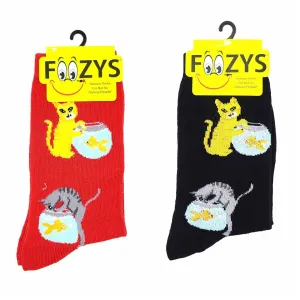 Cat Fishing Socks Foozys Unisex Crew