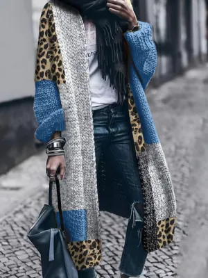 chic cheetah Color-Block Cardigan