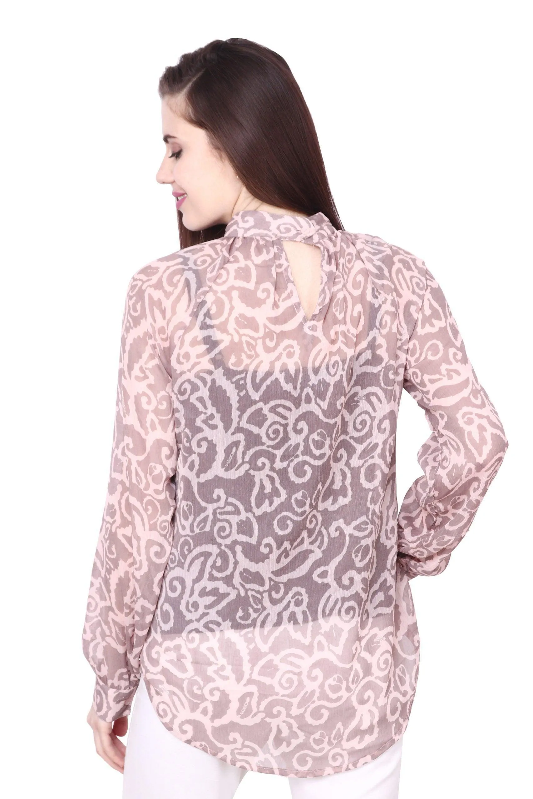 Floral Printed Chiffon Sheer Top