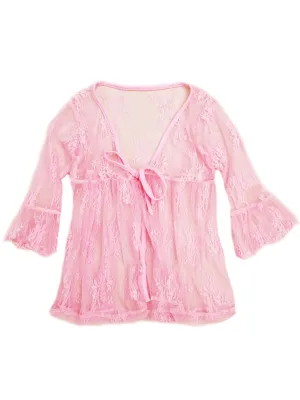 Girls Pink Lace Trim Bell Sleeve Wrap Top 24 Months-6