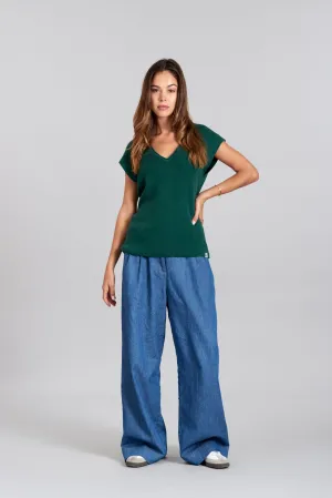 LOLA - Organic Cotton Mid Wash Patchwork Trouser