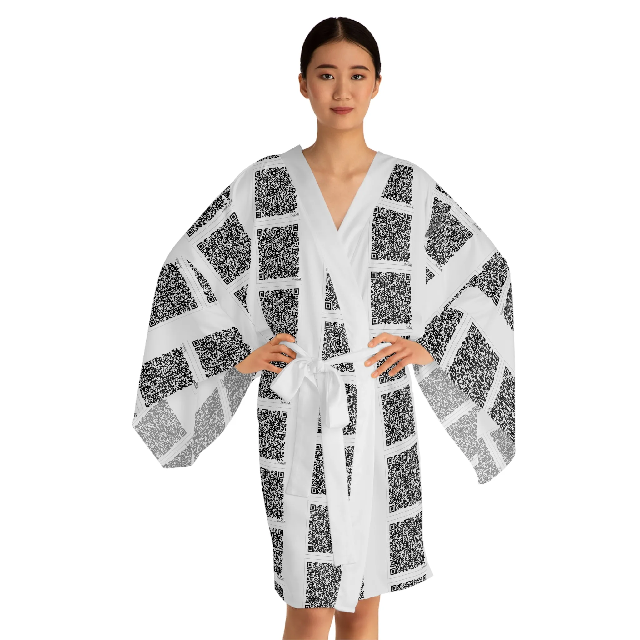 Long Sleeve Kimono Robe- "Scan Me"