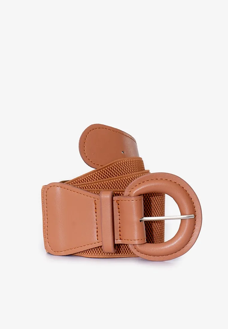 Lyona Stretchable Buckle Belt - Brown