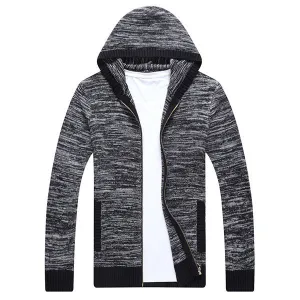 Mens Zip Up Knitting Hooded Cardigans