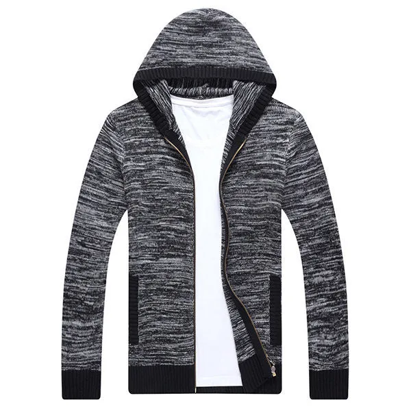 Mens Zip Up Knitting Hooded Cardigans