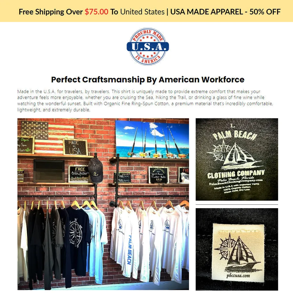 Nautical Compass Long Sleeve Light Shirt (w/ Free Necklace)