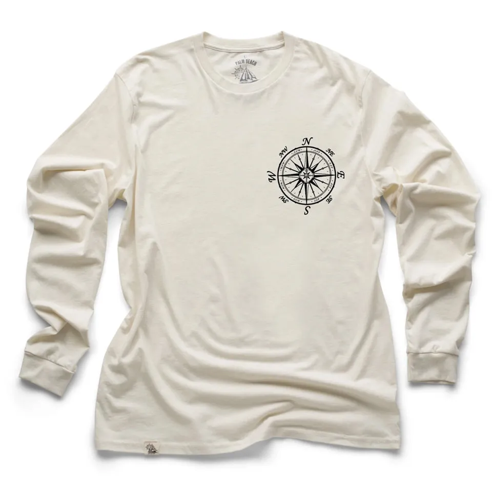 Nautical Compass Long Sleeve Light Shirt (w/ Free Necklace)