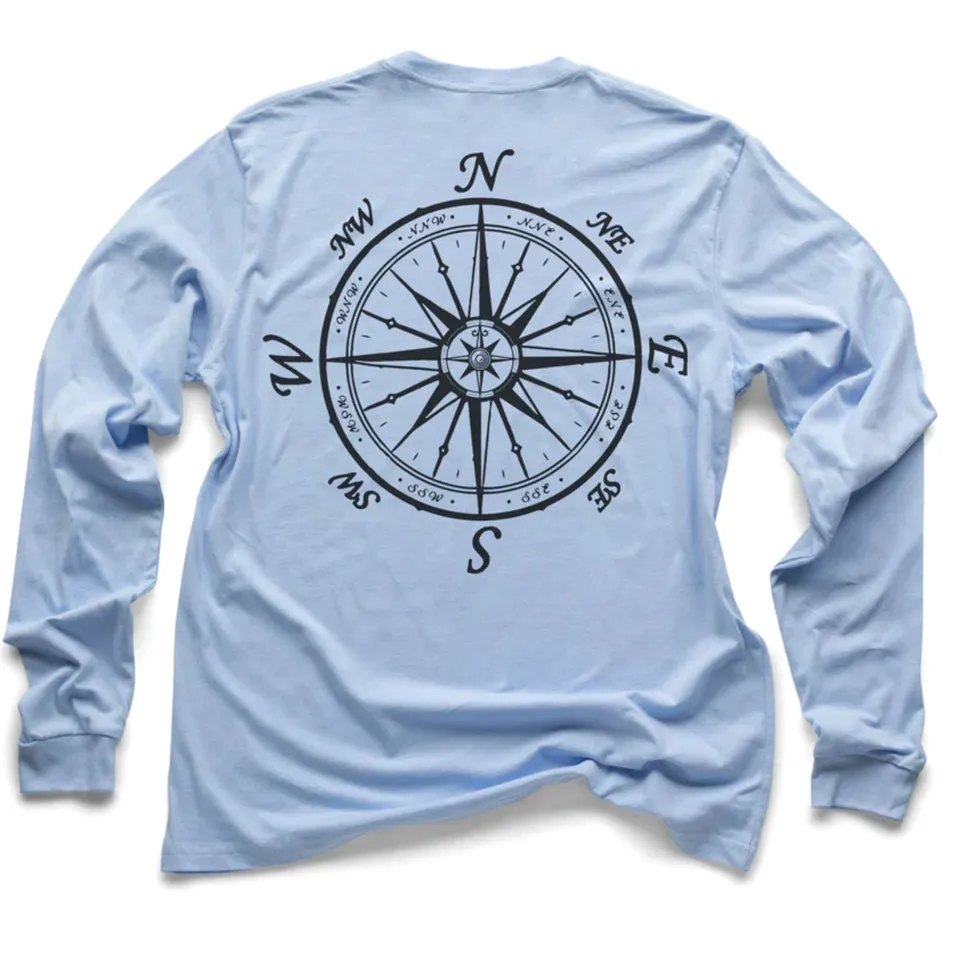 Nautical Compass Long Sleeve Light Shirt (w/ Free Necklace)