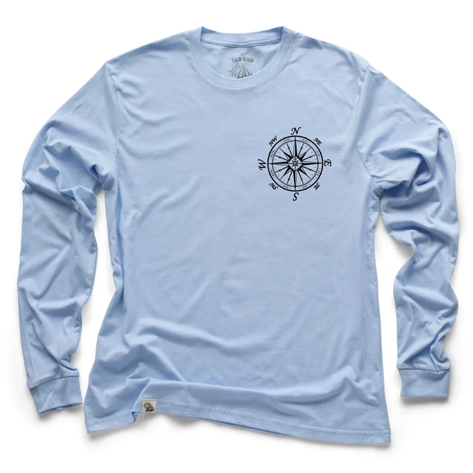 Nautical Compass Long Sleeve Light Shirt (w/ Free Necklace)