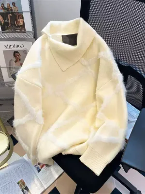 Niche Soft Furry Lozenge Sweater