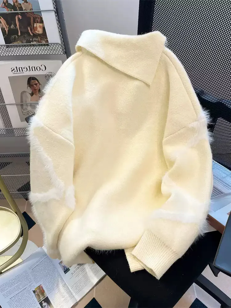 Niche Soft Furry Lozenge Sweater