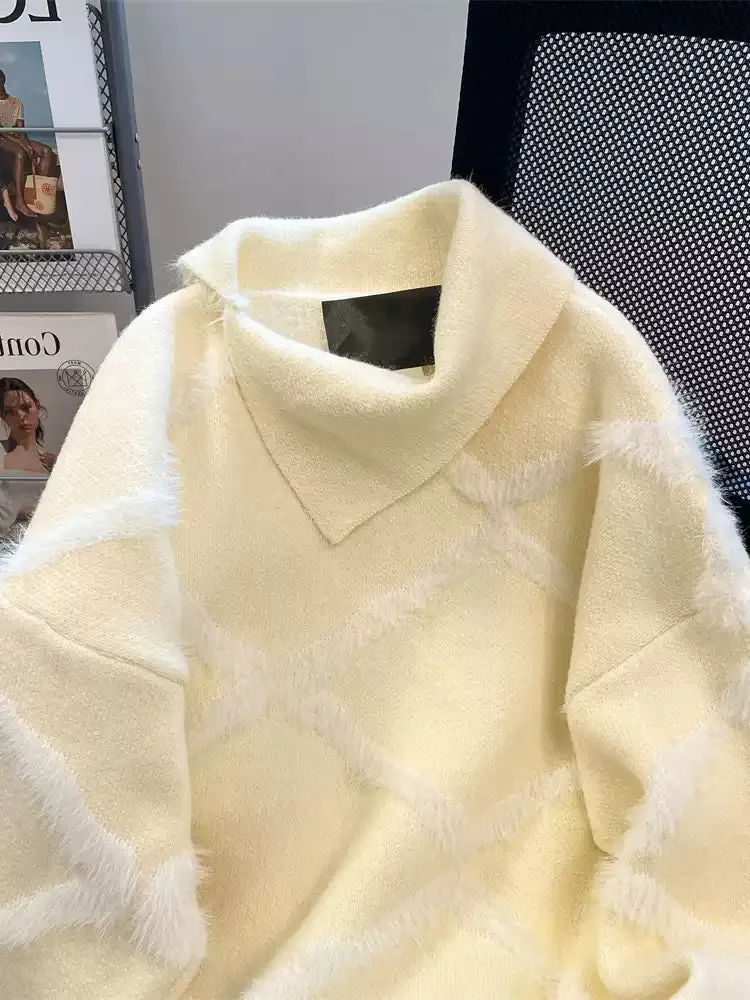 Niche Soft Furry Lozenge Sweater