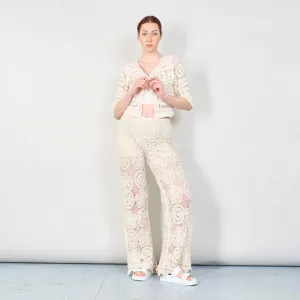 Open-front crochet lace cardigan wholesale