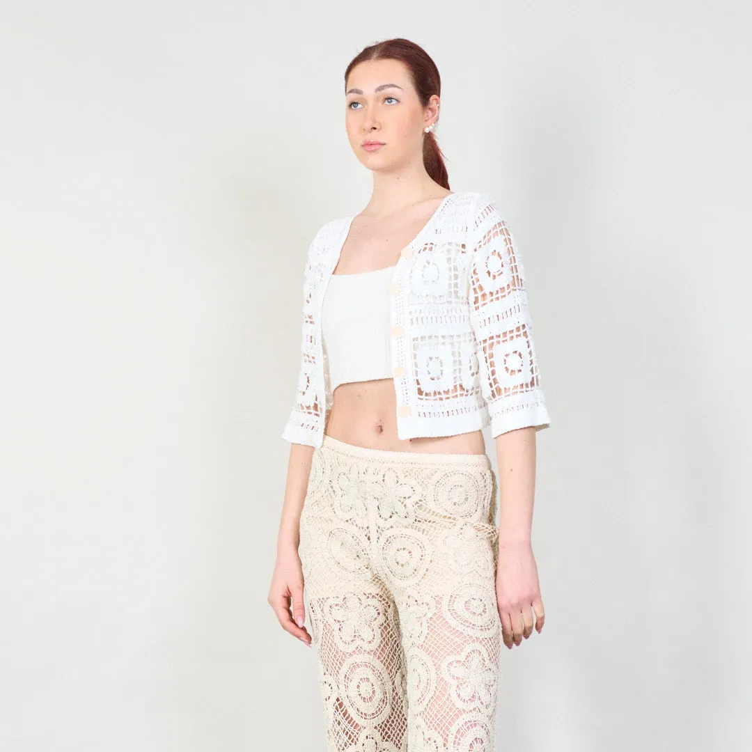 Open-front crochet lace cardigan wholesale
