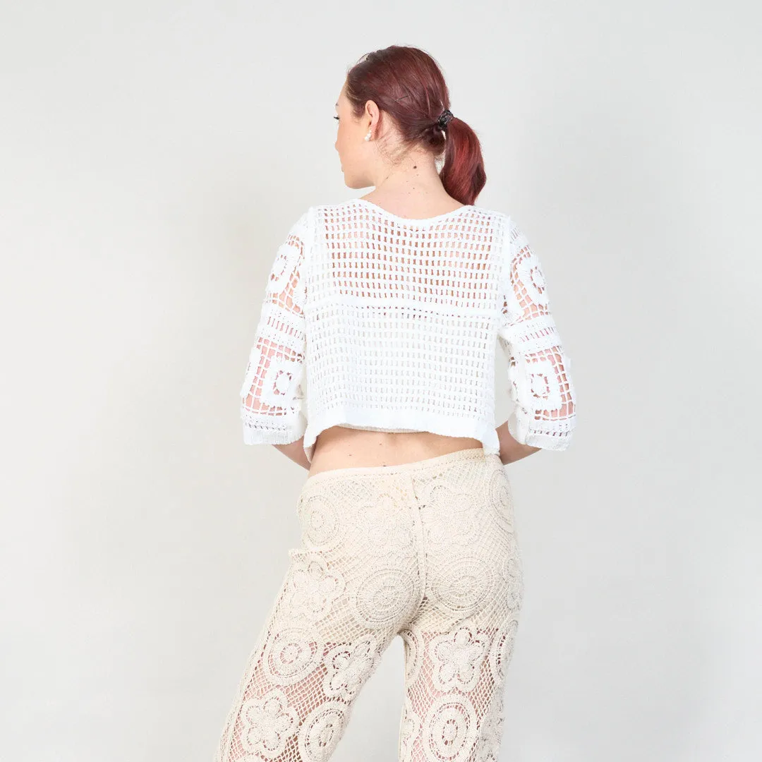 Open-front crochet lace cardigan wholesale