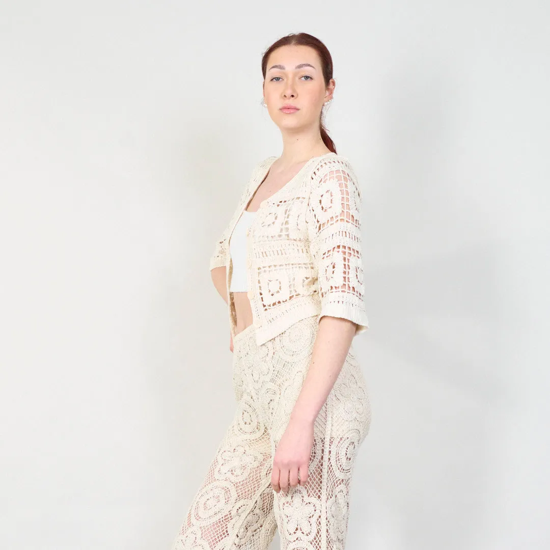 Open-front crochet lace cardigan wholesale