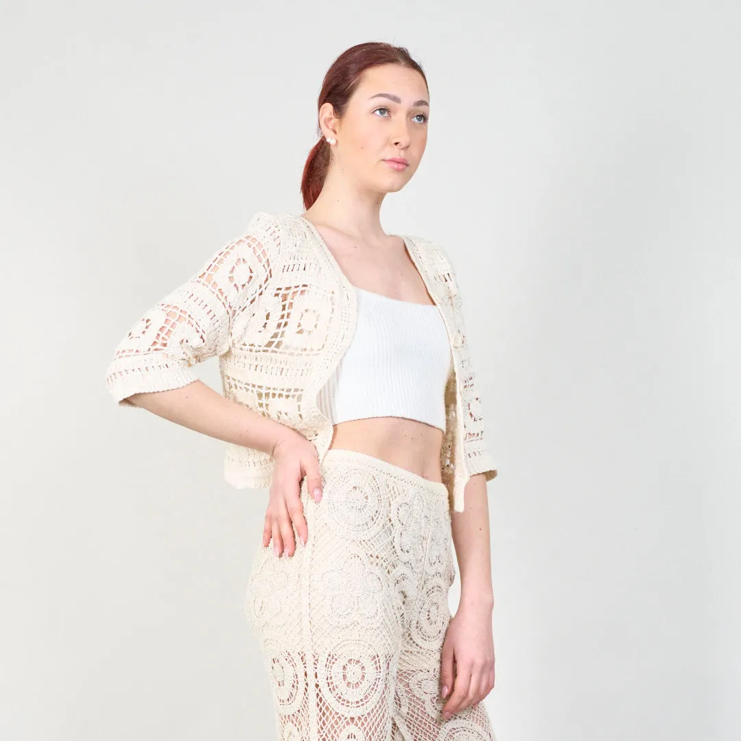 Open-front crochet lace cardigan wholesale