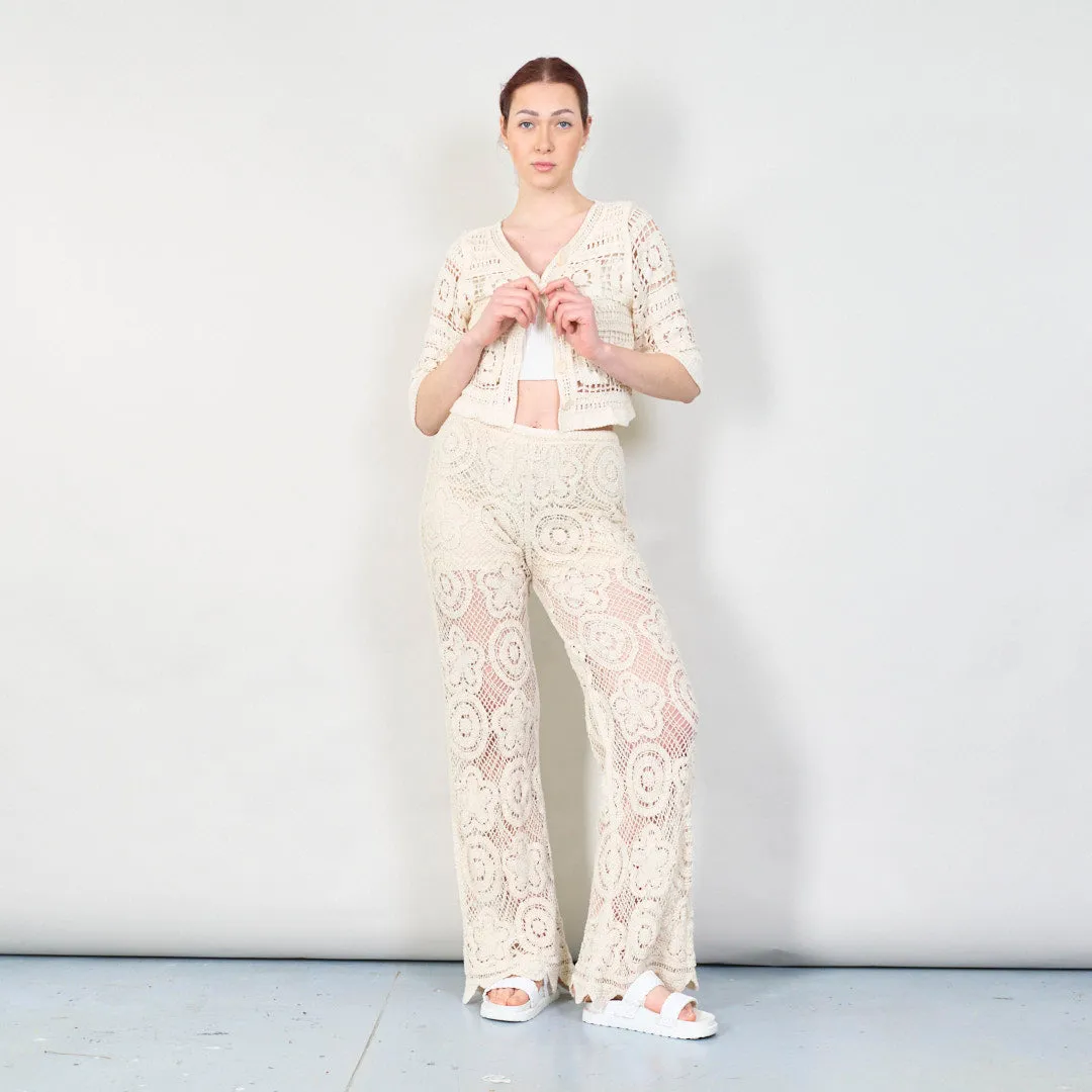 Open-front crochet lace cardigan wholesale