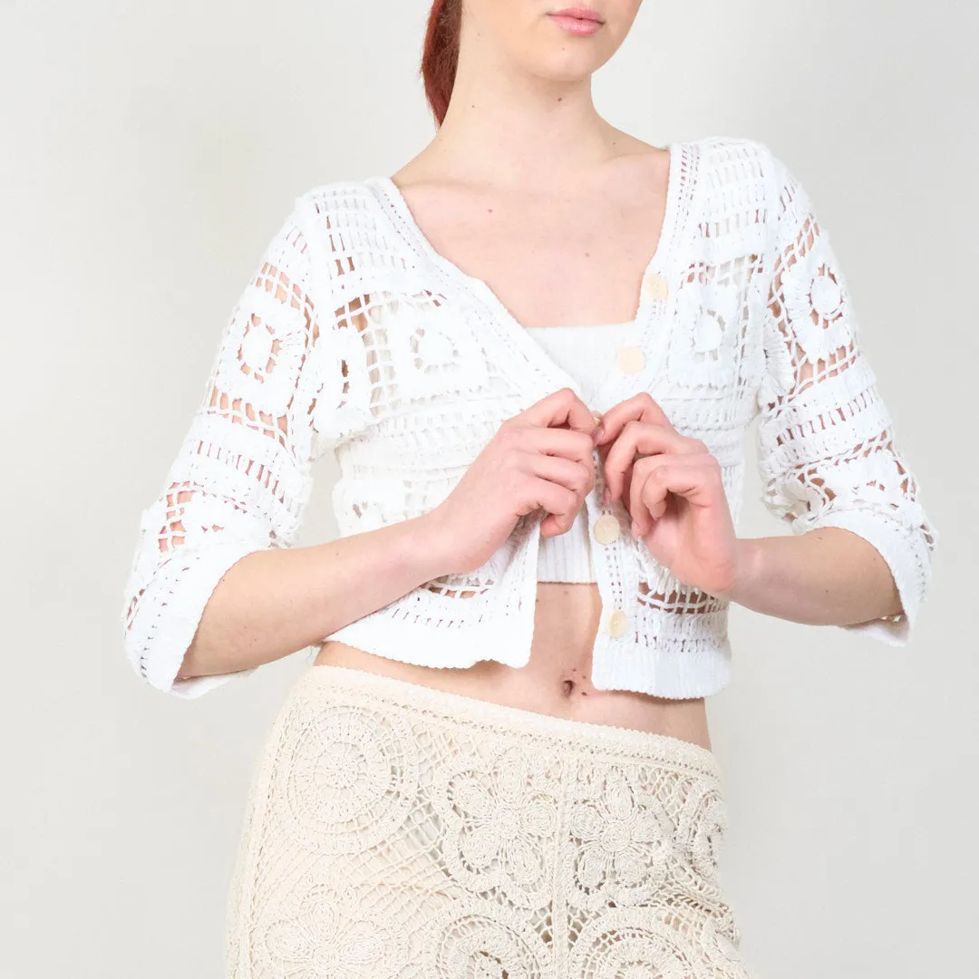 Open-front crochet lace cardigan wholesale