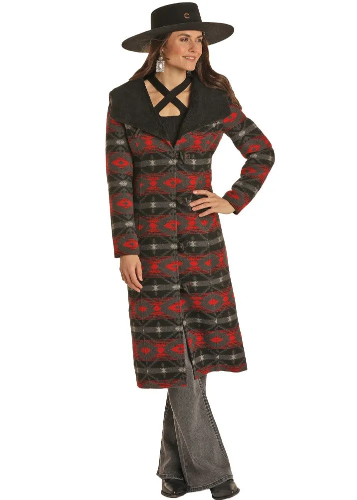 Panhandle Ladies Aztec Wool Long Coat