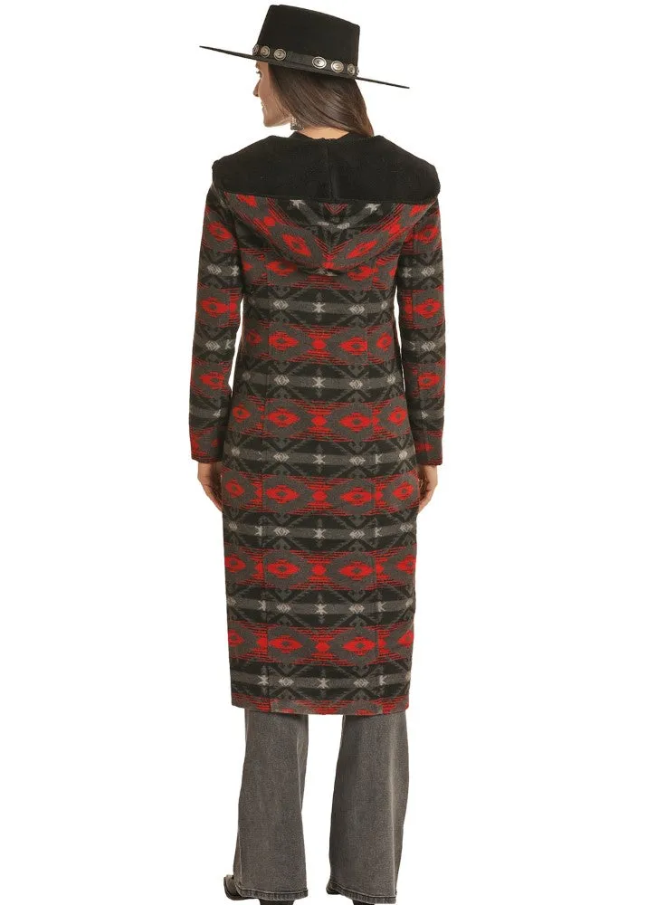 Panhandle Ladies Aztec Wool Long Coat