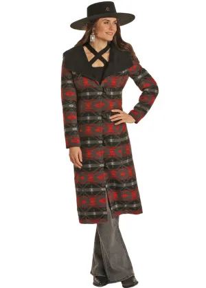 Panhandle Ladies Aztec Wool Long Coat