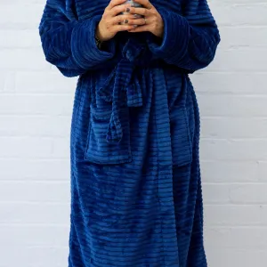 Plush Robe Ribbed - Midnight Blue