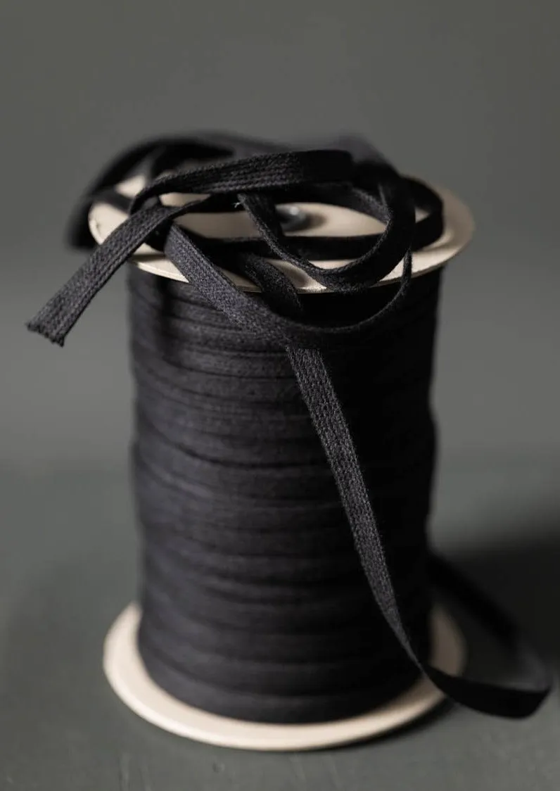 Recycled Cotton 10mm Drawstring. Black