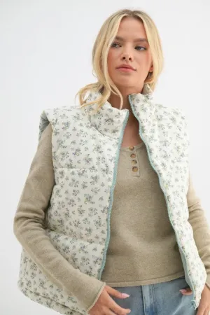 Reversible Floral Puffer Vest