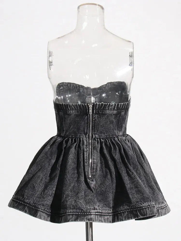 Sexy Denim Vests For Women Starpless Sleeveless Patchwork Ruffles Summer Temperament Tank Tops Female Fashion