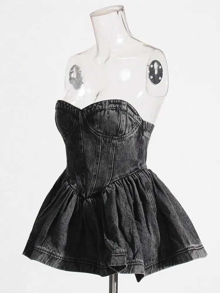 Sexy Denim Vests For Women Starpless Sleeveless Patchwork Ruffles Summer Temperament Tank Tops Female Fashion