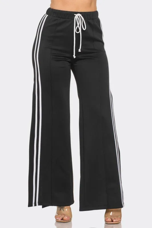 Side Slit Two Stripes Flare Pants