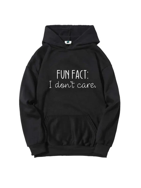 SXV  'FUN FACT - I DNT CARE’ Printed Cool Aesthetic Sweatshirt Hoodie