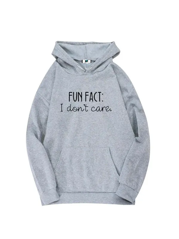 SXV  'FUN FACT - I DNT CARE’ Printed Cool Aesthetic Sweatshirt Hoodie