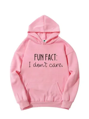 SXV  'FUN FACT - I DNT CARE’ Printed Cool Aesthetic Sweatshirt Hoodie
